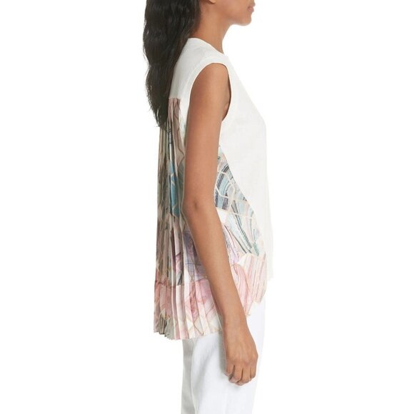 TED BAKER CLARIEY Sea of Clouds Pleated Sleeveless Knit Top - Picture 3 of 9